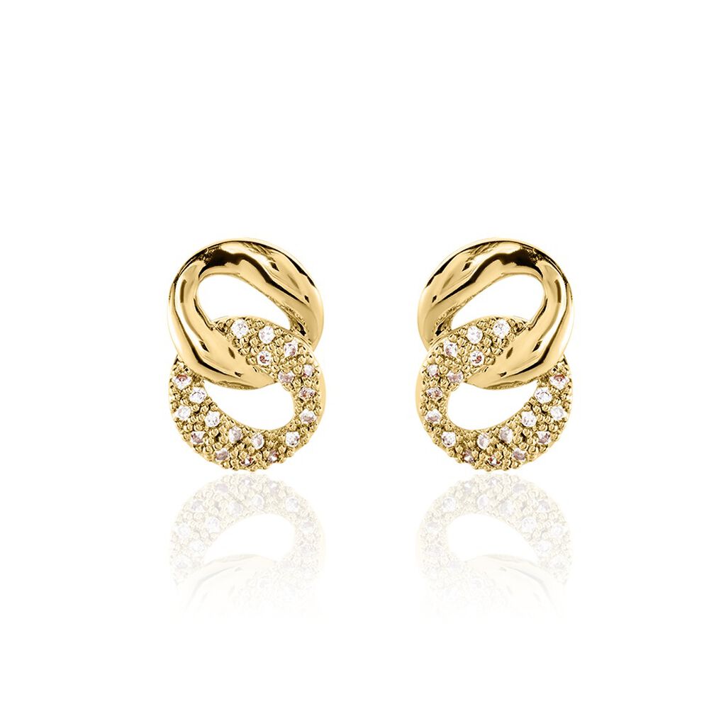 Boucles D'oreilles Puces Plaqué Or Jaune Amato Oxydes De Zirconium - Puces Femme | Marc Orian