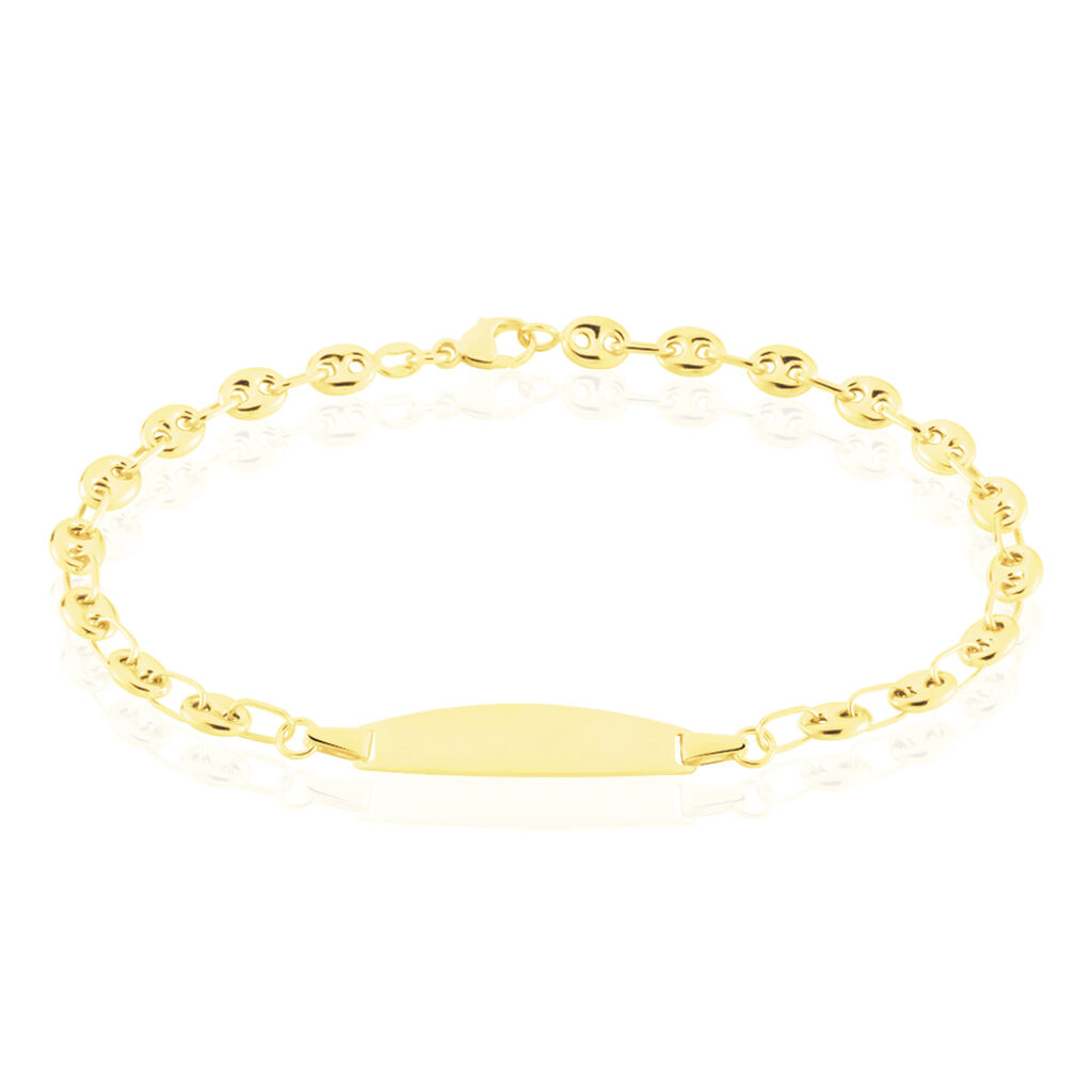 Bracelet Identit&eacute; Evin Maille Grain De Cafe Or Jaune - Gourmettes Enfant | Marc Orian