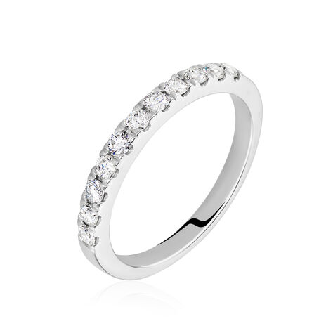 Demi Alliance Pristina Or Blanc Diamant Synth&eacute;tique - Alliances avec pierres Femme | Marc Orian