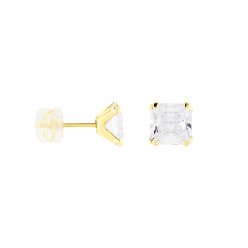Boucles D'oreilles Puces Or Jaune Doreen Oxydes De Zirconium - Puces Famille | Marc Orian