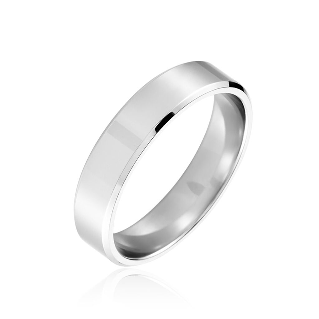 Alliance Hild Ruban Biseaute Palladium Blanc - Alliances personnalisées Homme | Marc Orian