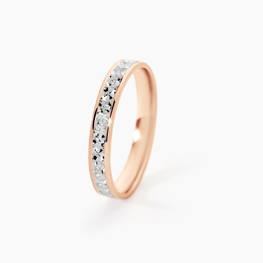 Alliance Fantaisie Diamantee Ruban Plat Or Bicolore - Alliances personnalis&eacute;es Unisex | Marc Orian