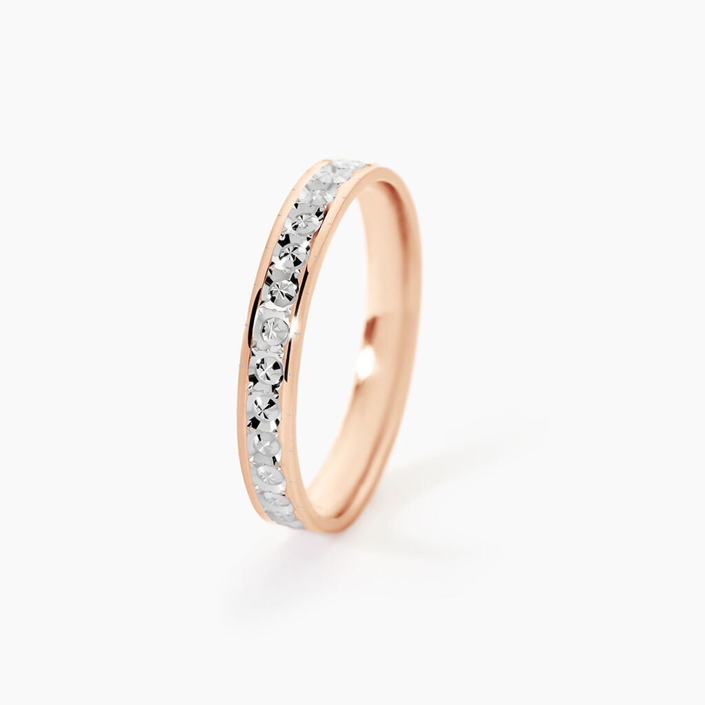 Alliance Fantaisie Diamantee Ruban Plat Or Bicolore - Alliances personnalis&eacute;es Unisex | Marc Orian