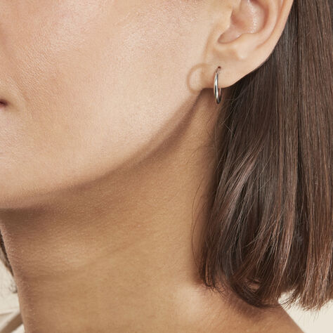 Créoles Argent Blanc Olympia - Boucles d'oreilles Créoles Femme | Marc Orian