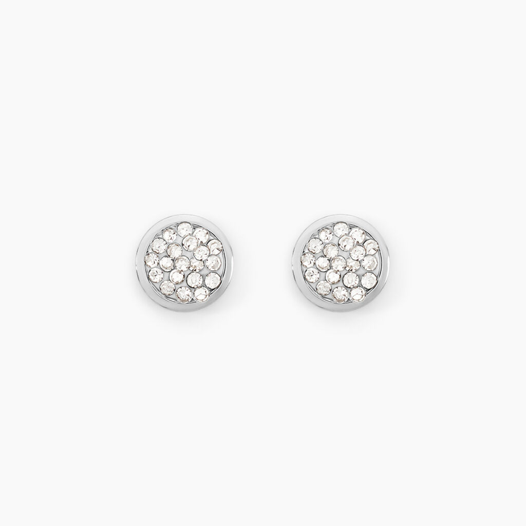Boucles D'oreilles Puces Or Blanc Strass - Puces Femme | Marc Orian