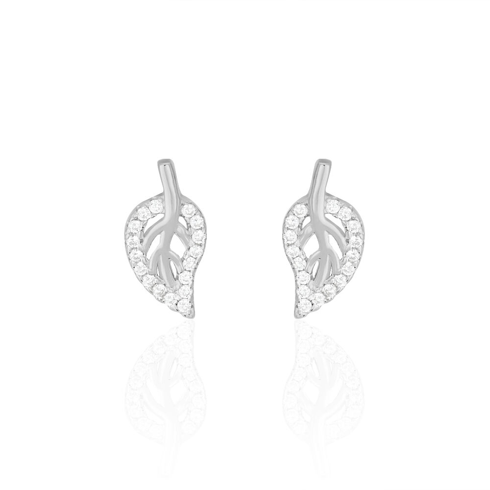 Boucles D'oreilles Puces Filae Argent Blanc Oxyde De Zirconium - Puces Femme | Marc Orian