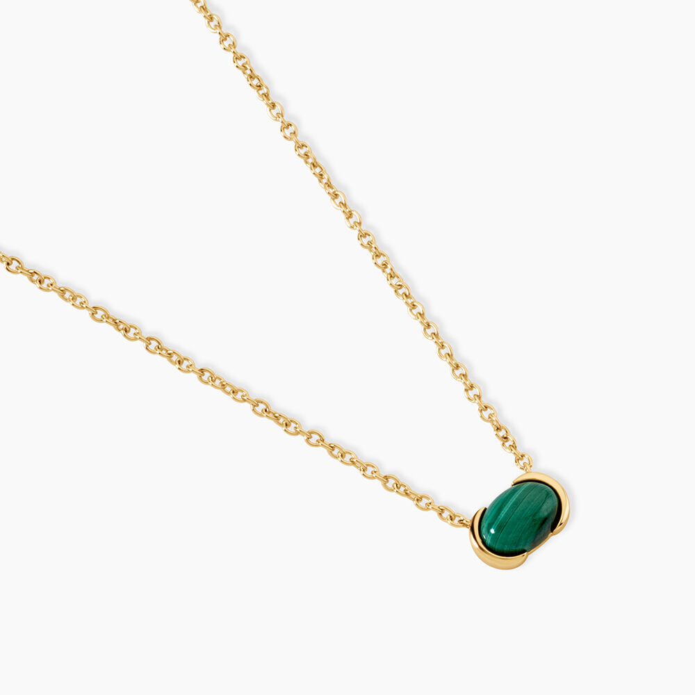 Collier Nymphe Argent Dor&eacute; A L'Or 750/1000 Malachite - Colliers avec pierres Femme | Marc Orian