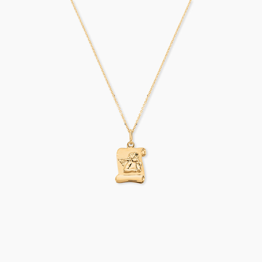 Pendentif Hanne Ange Parchemin Or Jaune - Bijoux personnalis&eacute;s Famille | Marc Orian
