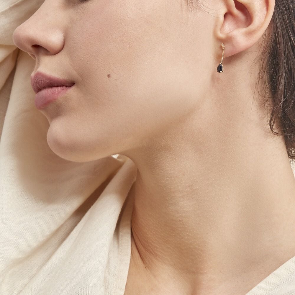 Boucles D'oreilles Pendantes Goutte Or Jaune Saphir - Pendantes Femme | Marc Orian