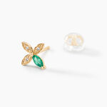 Boucles D'oreilles Puces Flower Power Or Jaune Emeraude Diamant - Puces Femme | Marc Orian