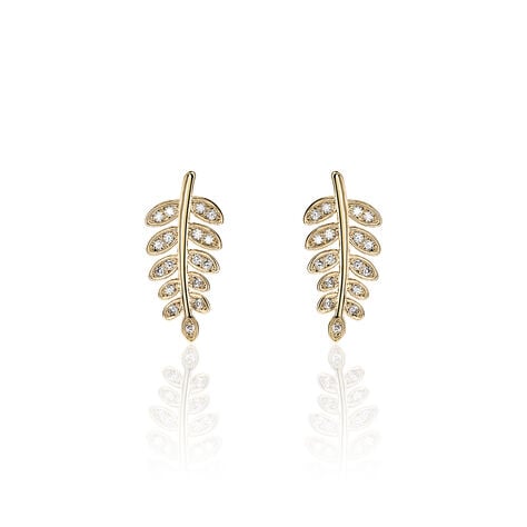 Boucles D'oreilles Puces Luz Plaqué Or Jaune Oxyde De Zirconium - Puces Femme | Marc Orian