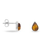Boucles D'oreilles Puces Argent Blanc Junie Ambre - Puces Femme | Marc Orian