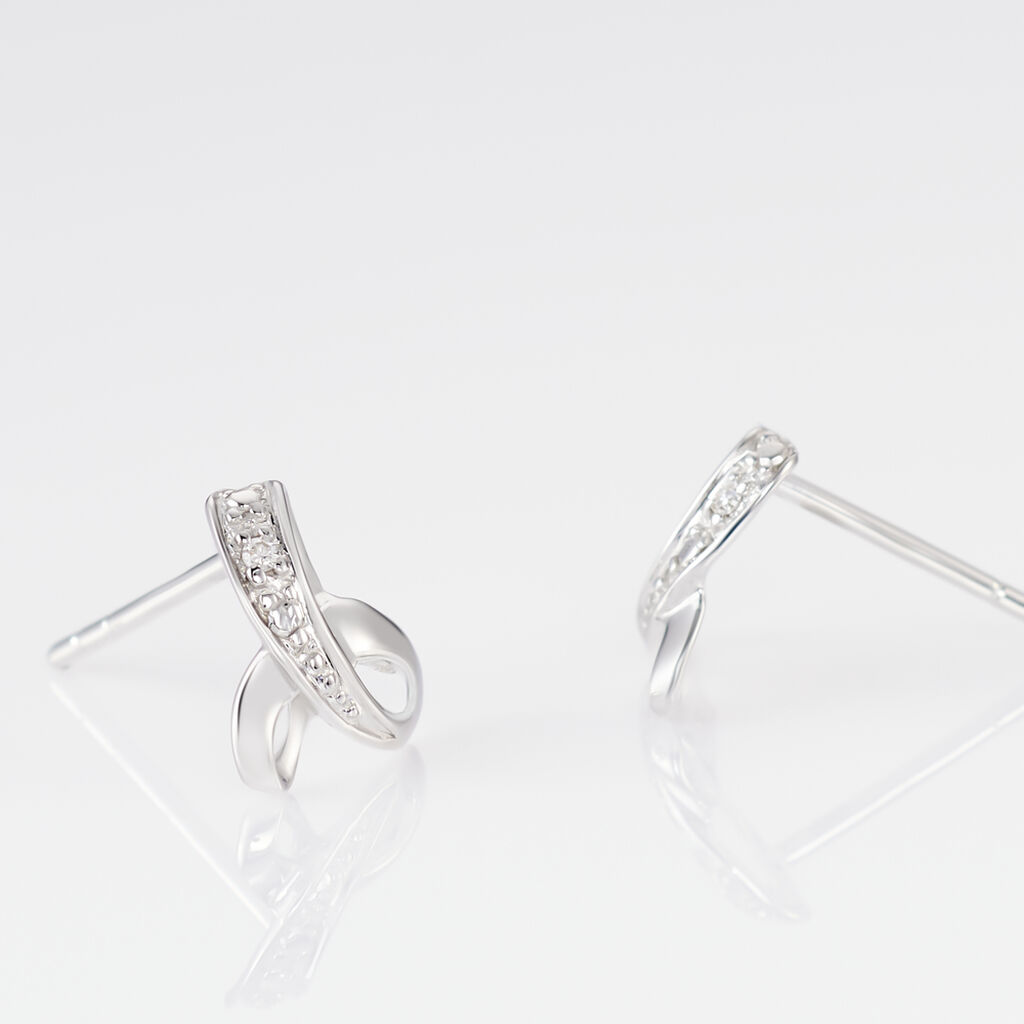 Boucles D'oreilles Puces Volute Or Blanc Diamant - Clous d'oreilles Femme | Marc Orian