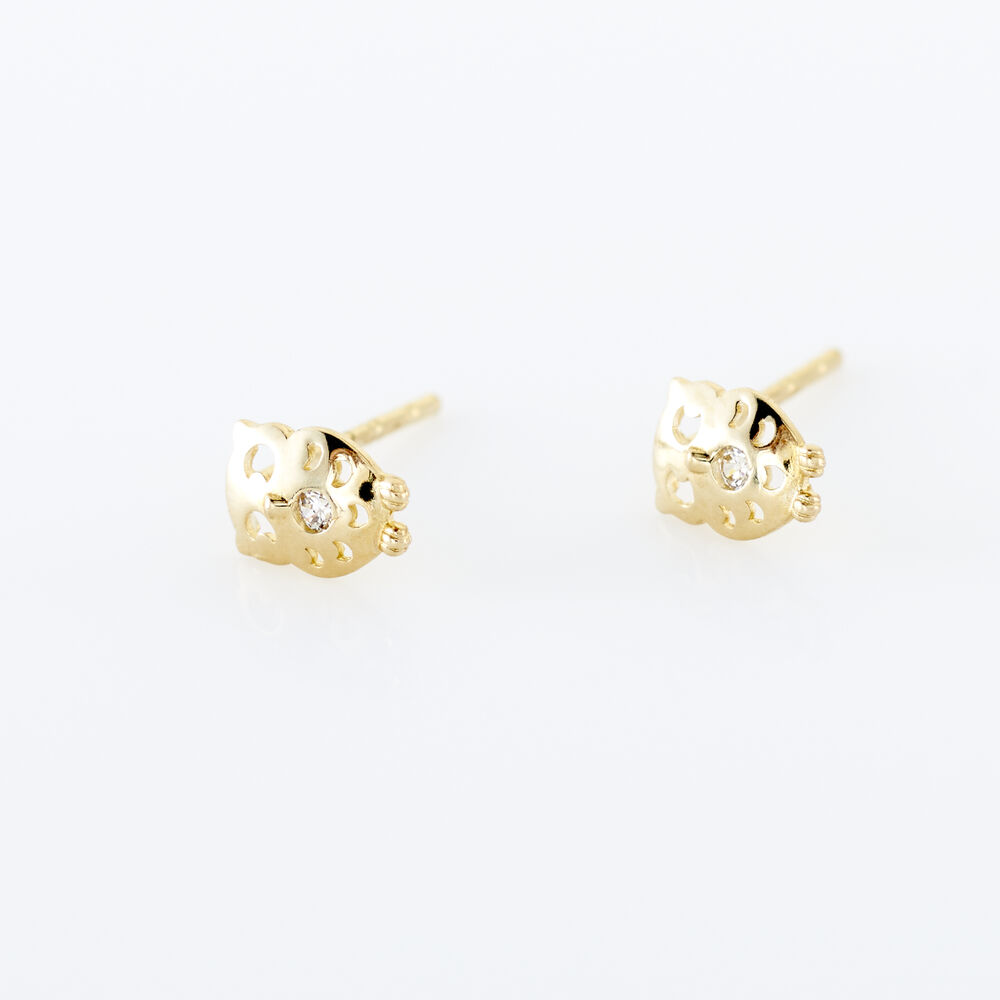 Boucles D'oreilles Puces Helois Hibou Or Jaune Oxyde De Zirconium - Puces Femme | Marc Orian