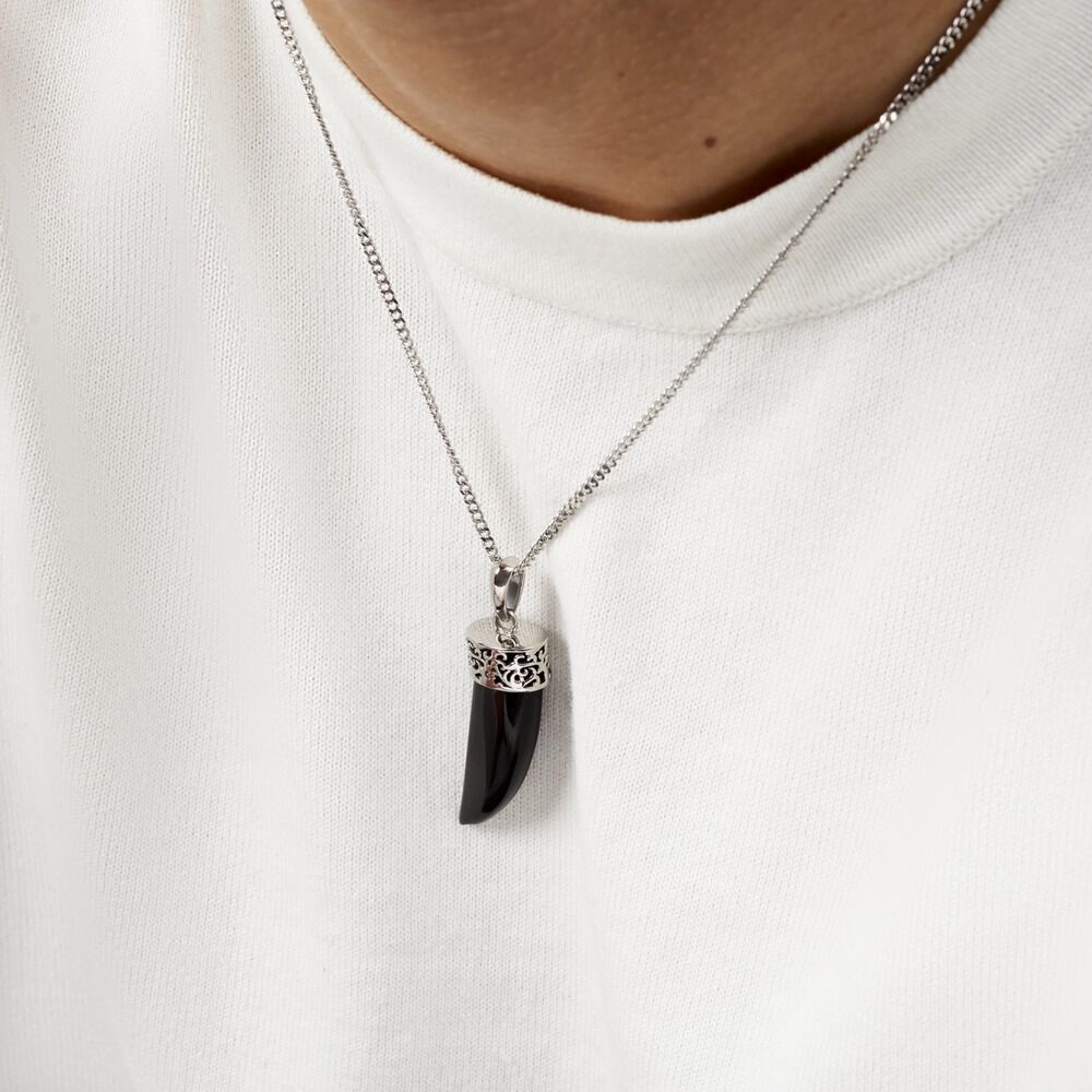 Collier Acier Blanc Ludvik Agate - Colliers avec pierres Homme | Marc Orian