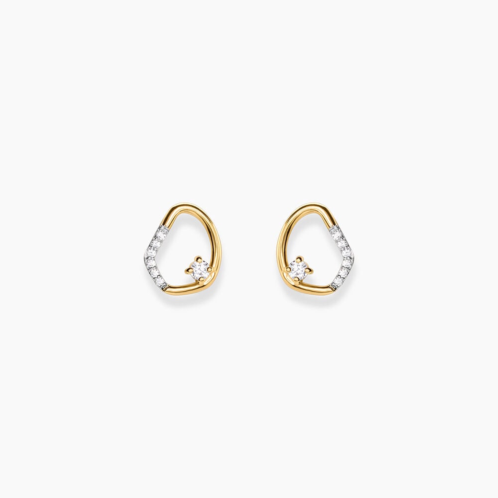 Boucles D'Oreilles Puces Fortuna Argent Dor&eacute; A L'Or 750/1000 Oxyde De Zirconium - Puces Femme | Marc Orian