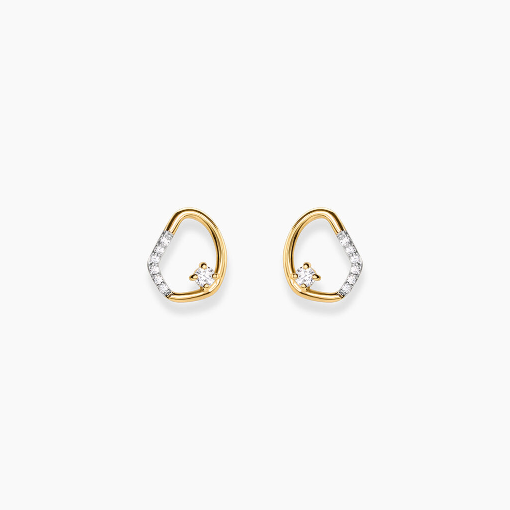 Boucles D'Oreilles Puces Fortuna Argent Dor&eacute; A L'Or 750/1000 Oxyde De Zirconium - Puces Femme | Marc Orian