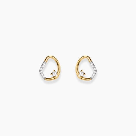 Boucles D'Oreilles Puces Fortuna Argent Dor&eacute; A L'Or 750/1000 Oxyde De Zirconium - Puces Femme | Marc Orian