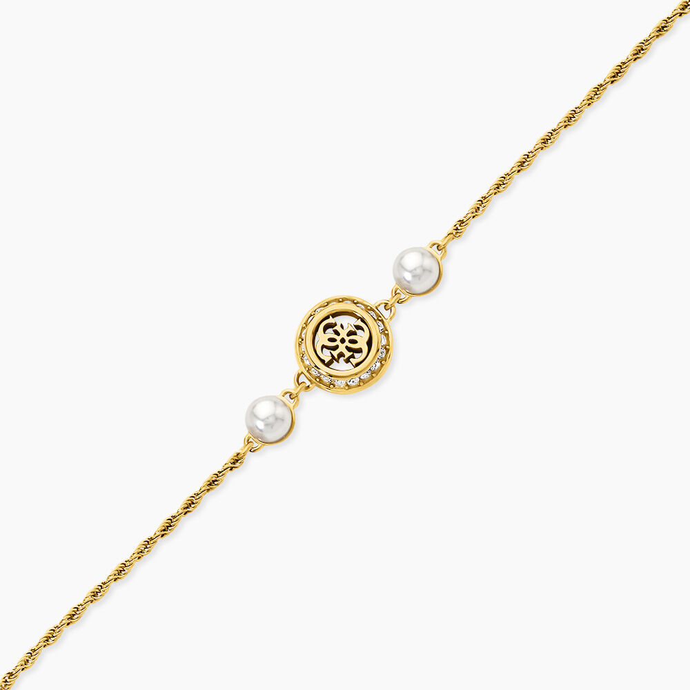Bracelet Guess Tiny Pearly Acier Jaune Oxyde De Zirconium Perle D'Imitation - Bracelets cha&icirc;nes Femme | Marc Orian
