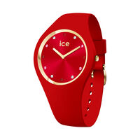 cadran doré fond rouge bracelet silicone rouge