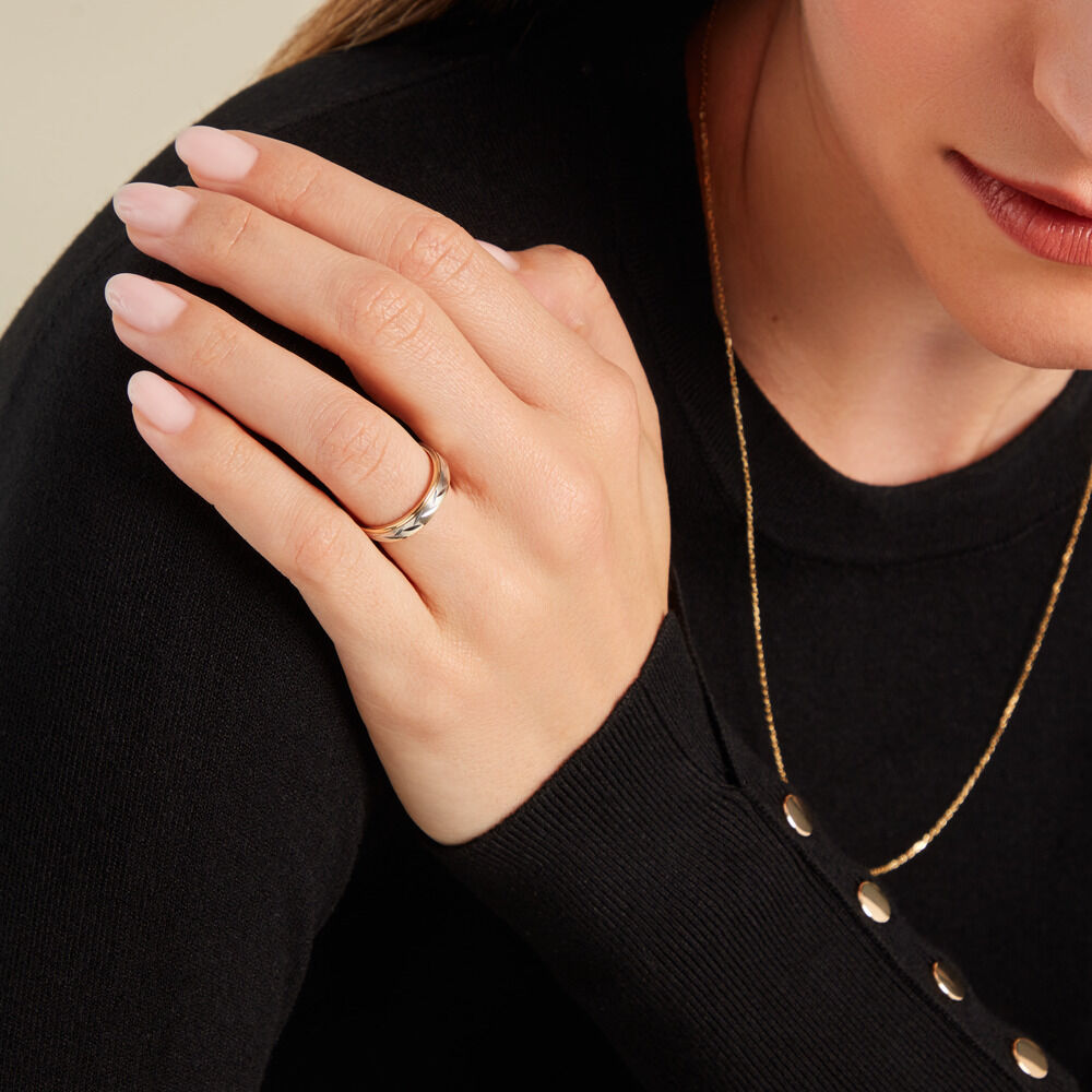 Alliance Effet Epi Mat Ruban Plat Or Bicolore - Alliances duo Unisex | Marc Orian
