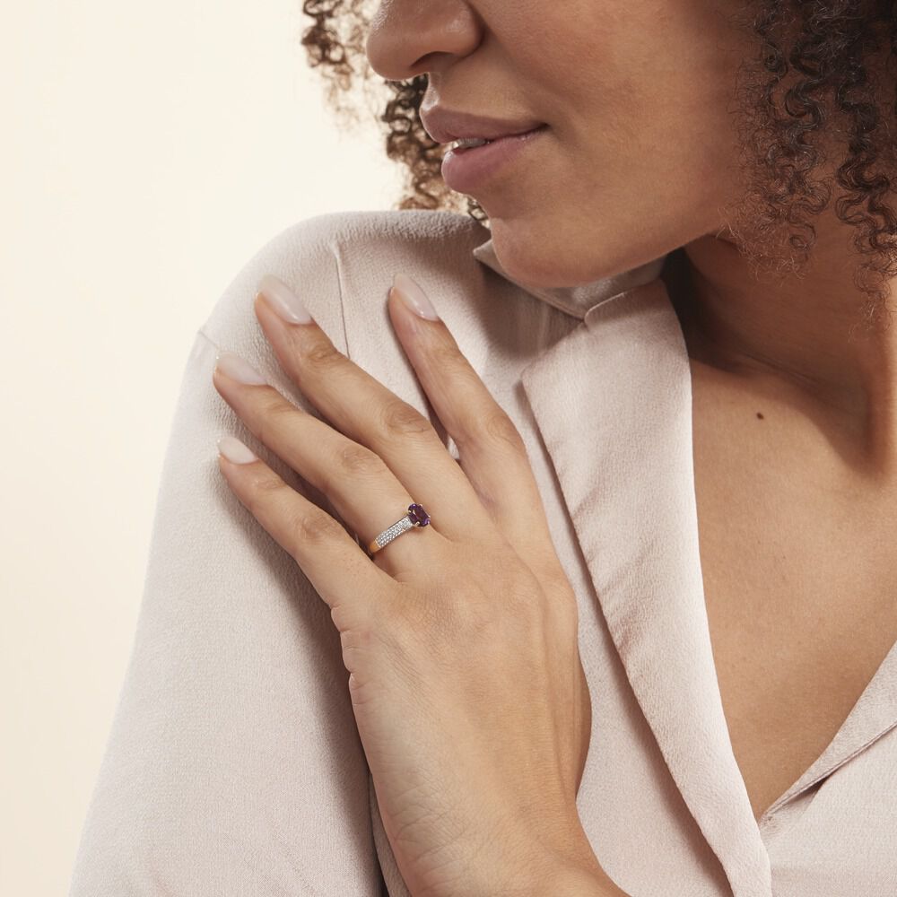 Bague Solitaire Crista Or Jauneamethyste Et Oxyde -  Femme | Marc Orian