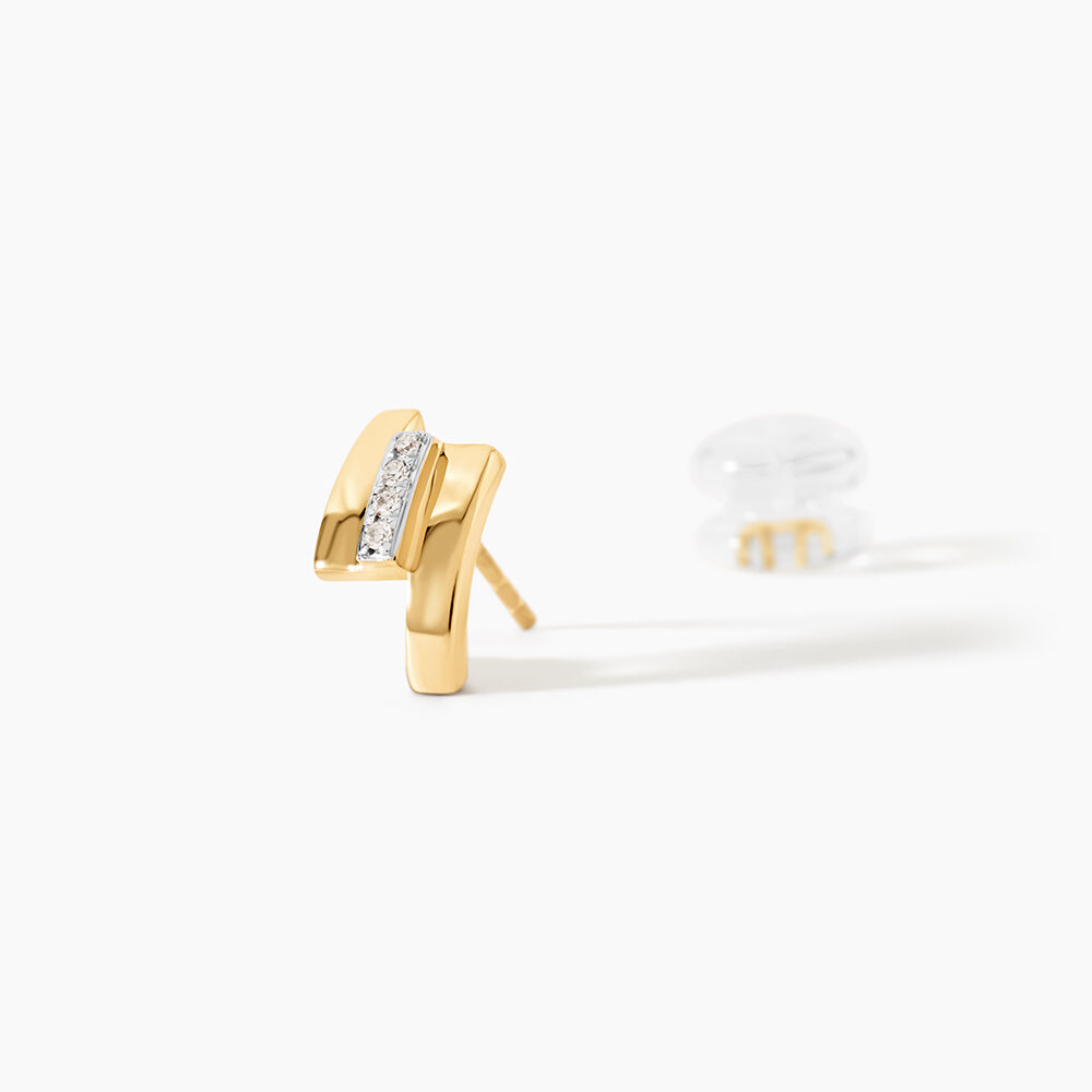 Boucles D'oreilles Puces Dolene Or Jaune Diamant - Boucles d'oreilles mariage Femme | Marc Orian