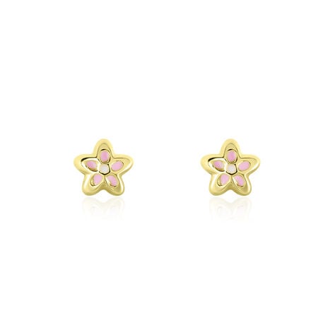 Boucles D'oreilles Puces Fleur Email Or Jaune - Puces Enfant | Marc Orian