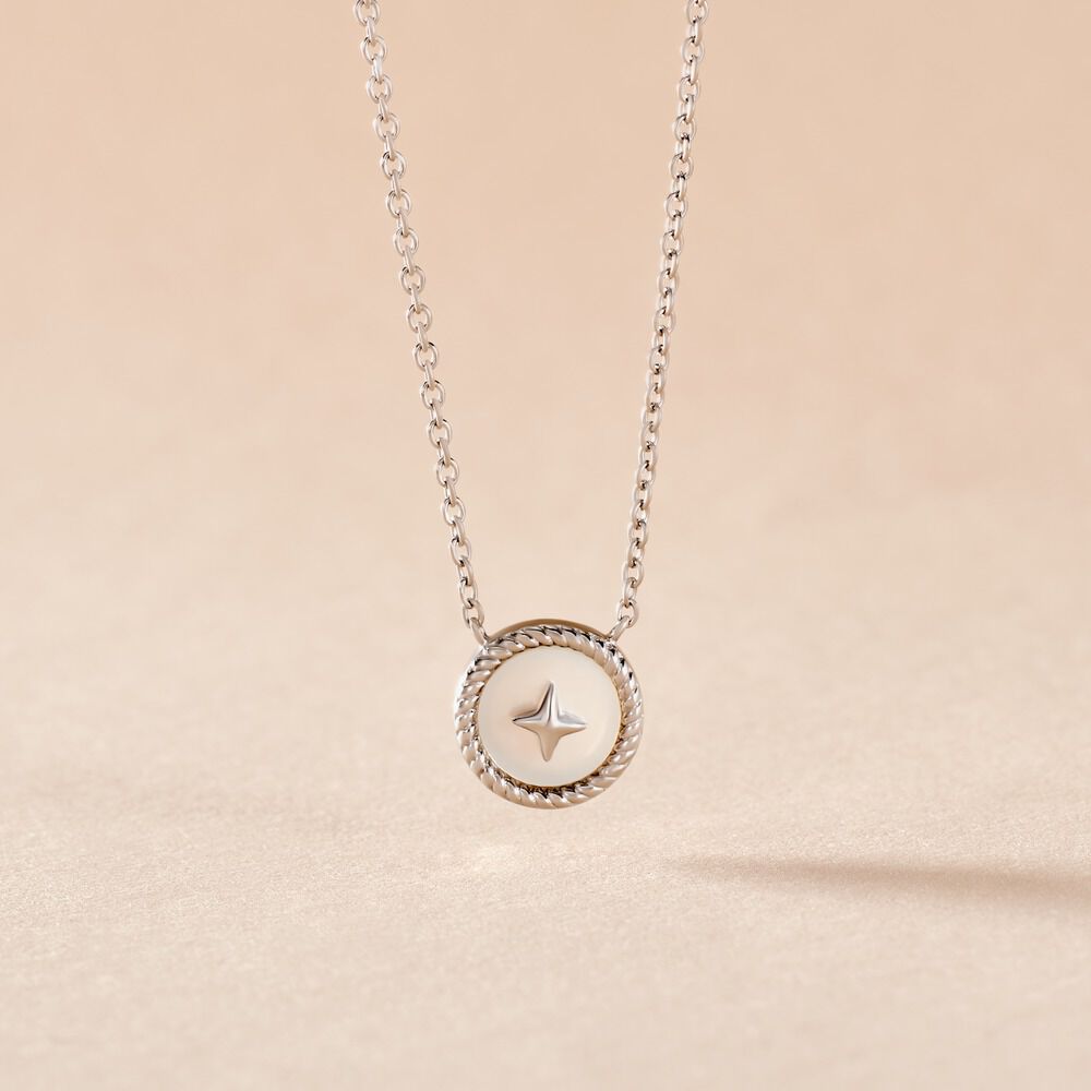 Collier Izarra Argent Blanc Nacre - Colliers avec pierres Femme | Marc Orian