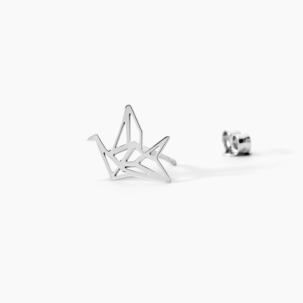 Boucles D'oreilles Puces Colombe Argent Blanc - Puces Femme | Marc Orian