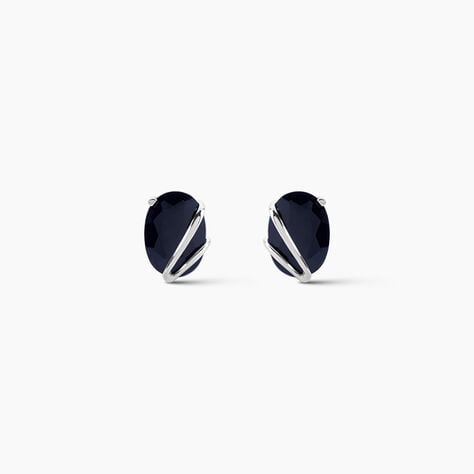 Boucles D'oreilles Puces Prudencia Or Blanc Saphir - Boucles d'oreilles mariage Femme | Marc Orian