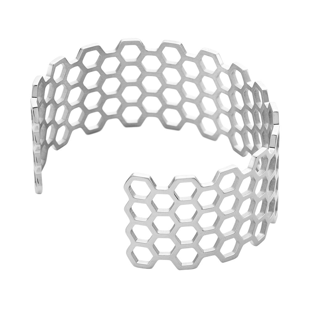 Bracelet Manchette Ouvert Acier Blanc Buglose - Bracelets manchettes Femme | Marc Orian