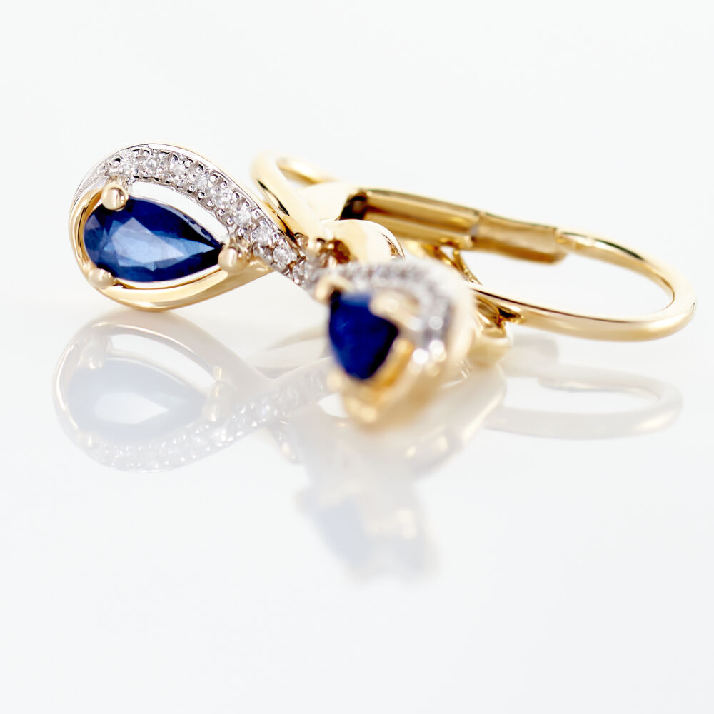 Boucles D'oreilles Danaides Or Jaune Saphir Diamant Diamant - Pendantes Femme | Marc Orian