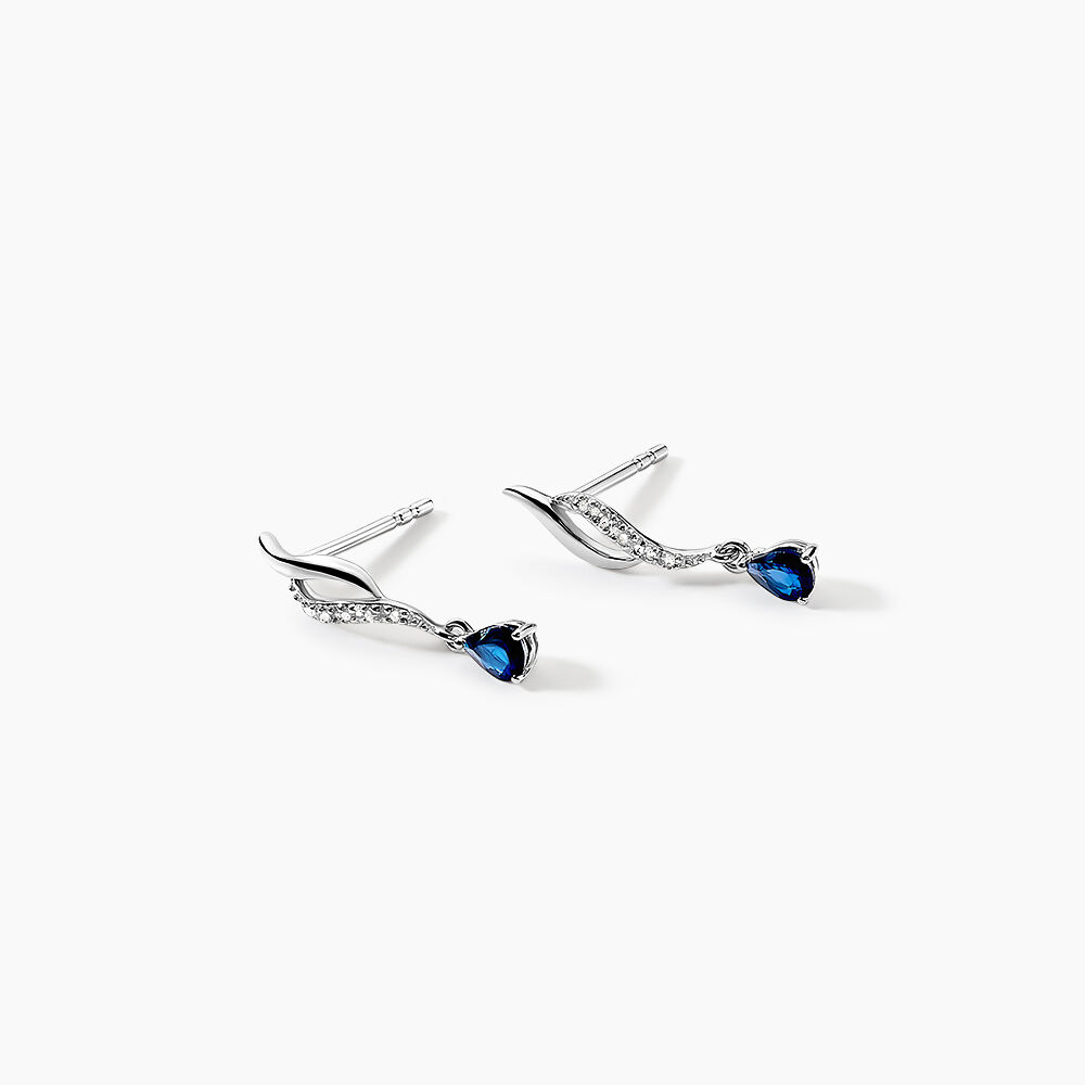 Boucles D'oreilles Puces Nolia Or Blanc Saphir Et Diamant -  Femme | Marc Orian