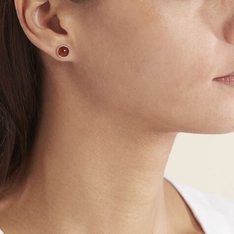 Boucles D'oreilles Puces Argent Blanc Majdeline Ambre - Clous d'oreilles Femme | Marc Orian