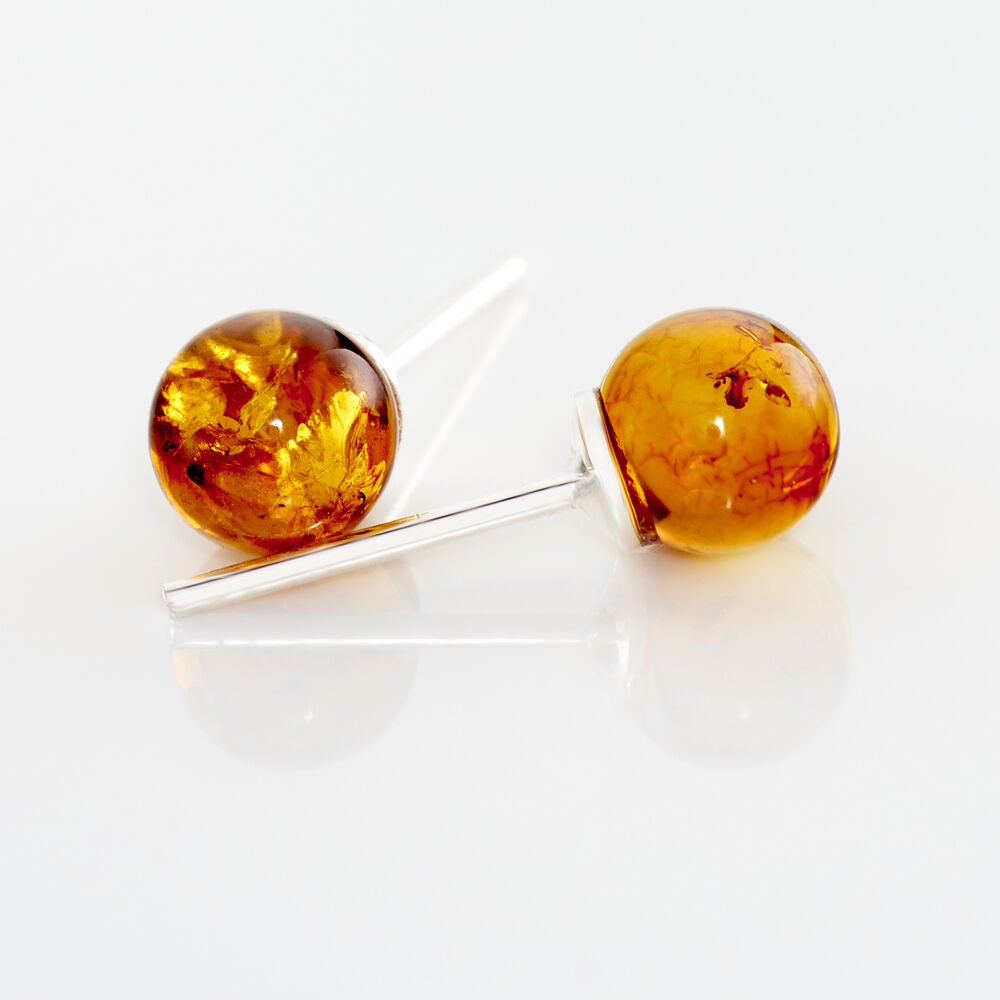 Boucles D'oreilles Puces Brunhild Argent Blanc Ambre - Puces Femme | Marc Orian