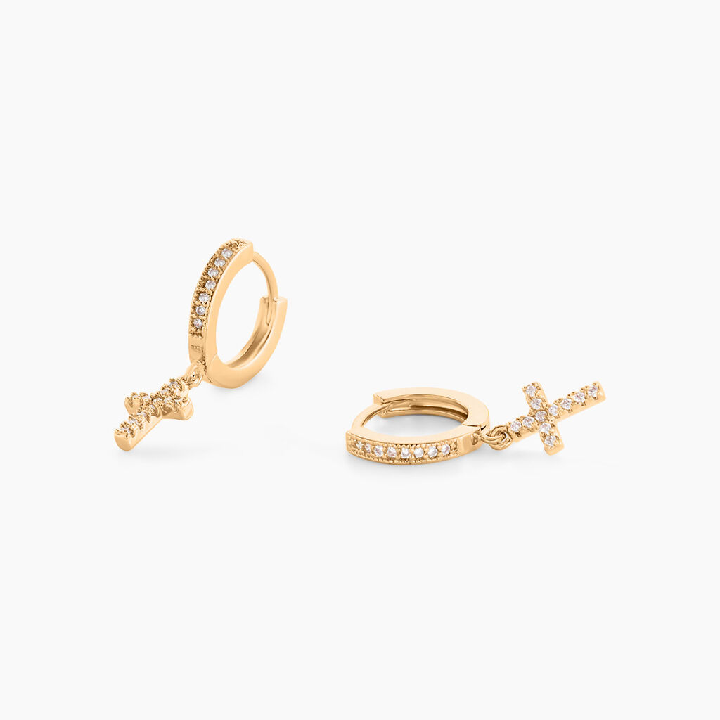 Cr&eacute;oles Plaqu&eacute; Or Jaune Jenny Oxydes De Zirconium - Boucles d'oreilles pampille Femme | Marc Orian