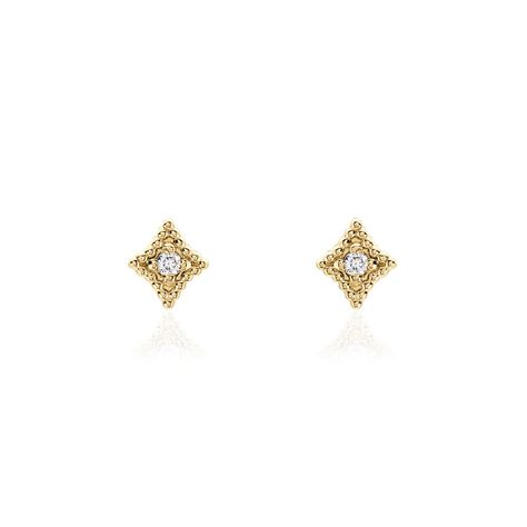 Boucles D'oreilles Puces Horatia Plaqué Or Jaune Oxyde De Zirconium - Puces Femme | Marc Orian