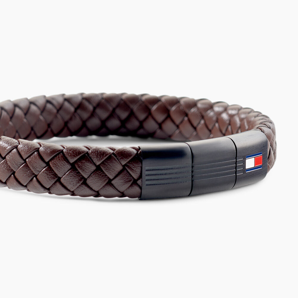Bracelet Tommy Hilfiger Round Braided Cuir De Veau Marron - Bracelets cuir Homme | Marc Orian