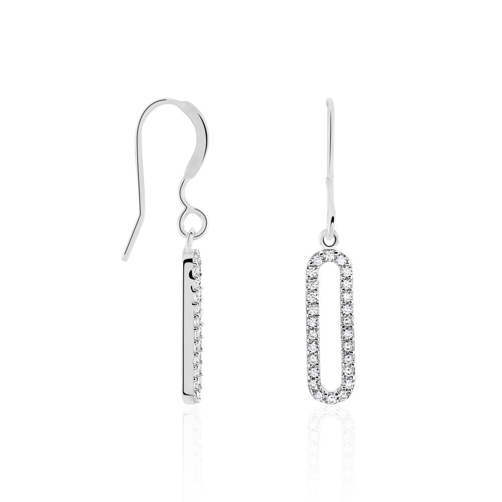 Boucles D'oreilles Pendantes Isabel Argent Blanc Oxyde De Zirconium - Pendantes Femme | Marc Orian