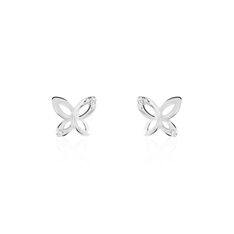 Boucles D'oreilles Puces Papillon Or Blanc Diamant - Clous d'oreilles Femme | Marc Orian