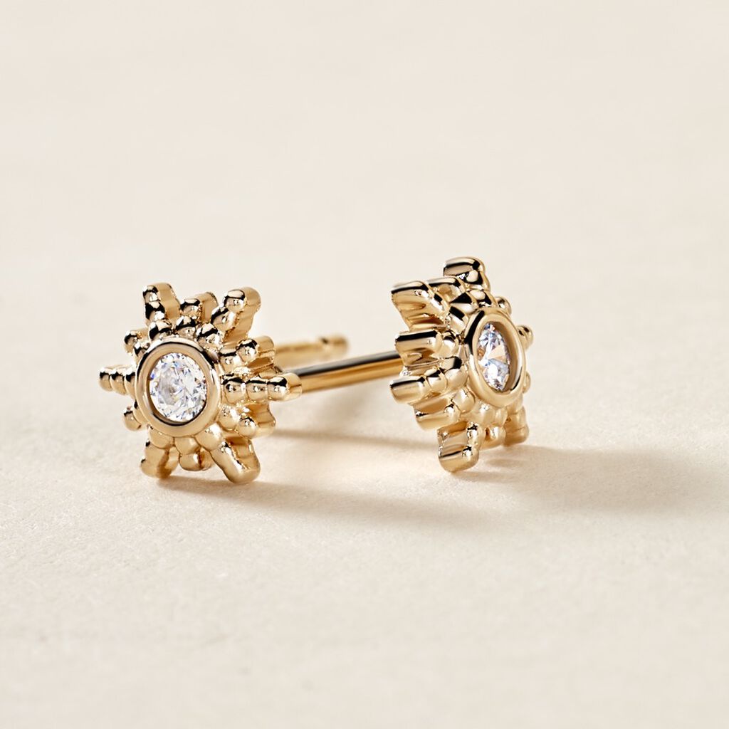 Boucles D'oreilles Puces Eirian Plaqué Or Jaune Oxyde De Zirconium - Clous d'oreilles Femme | Marc Orian