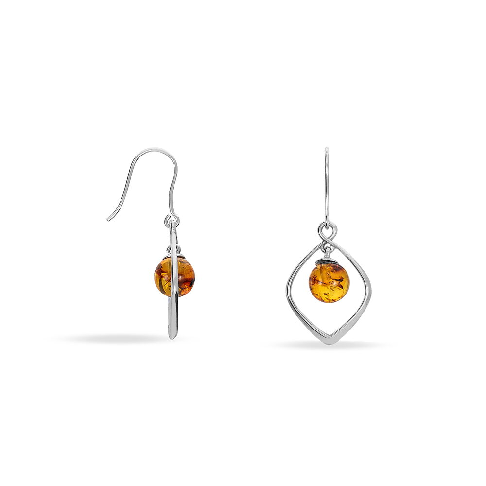 Boucles D'oreilles Pendantes Iva Argent Blanc Ambre - Pendantes Femme | Marc Orian