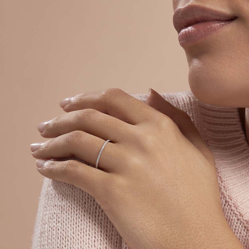 Alliance Lauralee Or Blanc Diamant - Alliances avec pierres Femme | Marc Orian