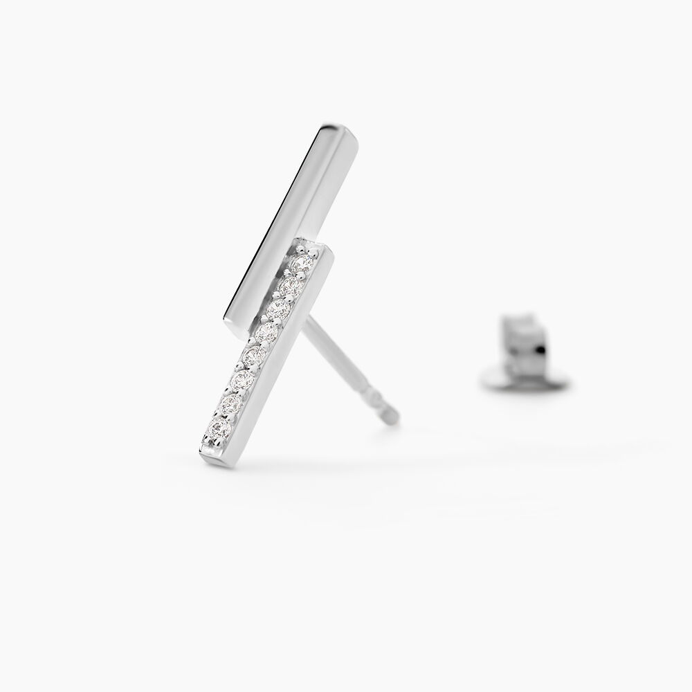 Boucles D'oreilles Puces Kolyane Argent Blanc Oxyde De Zirconium - Puces Femme | Marc Orian