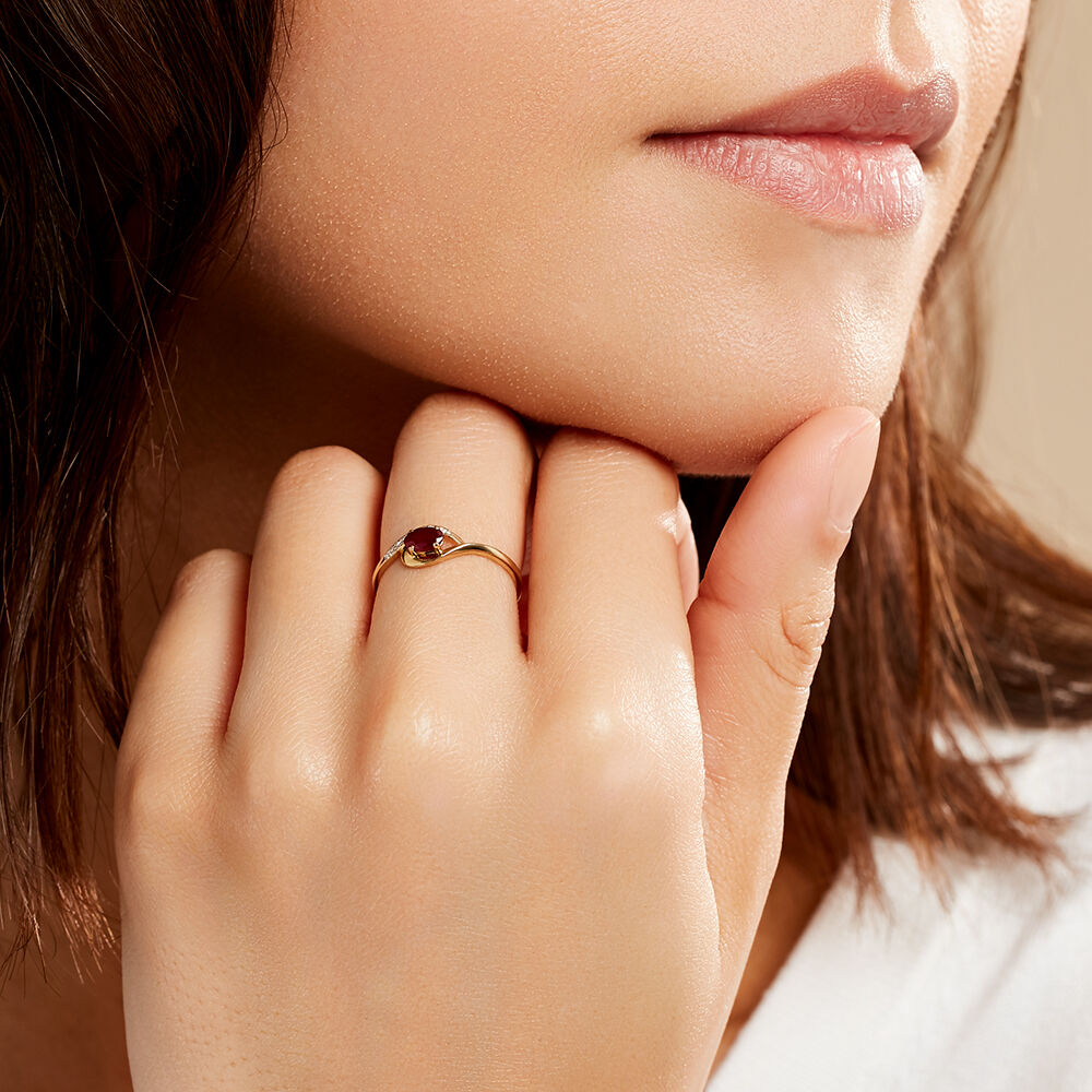Bague Emotion Or Jaune Rubis Diamant - Bagues vintage Femme | Marc Orian