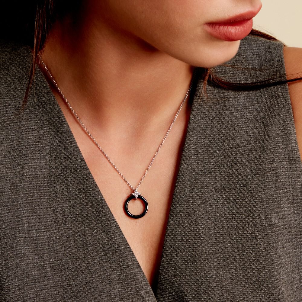 Collier Merelle Argent Blanc Céramique Oxyde De Zirconium - Colliers avec pierres Femme | Marc Orian