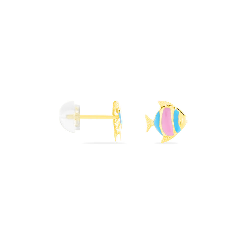 Boucles D'oreilles Puces Poisson Or Jaune - Puces Enfant | Marc Orian
