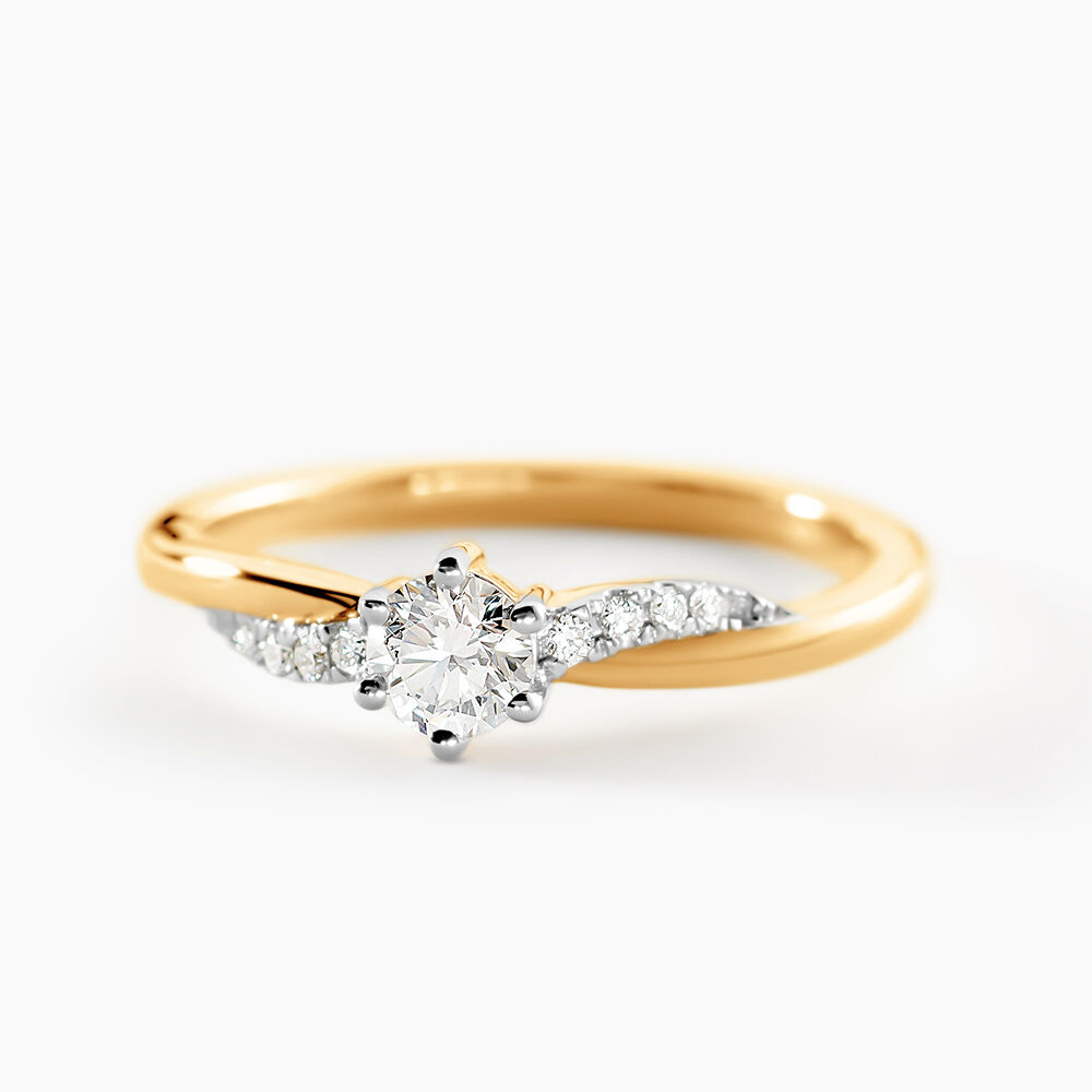Bague Manjusha Or Jaune Diamant Synth&eacute;tique - Solitaires Femme | Marc Orian