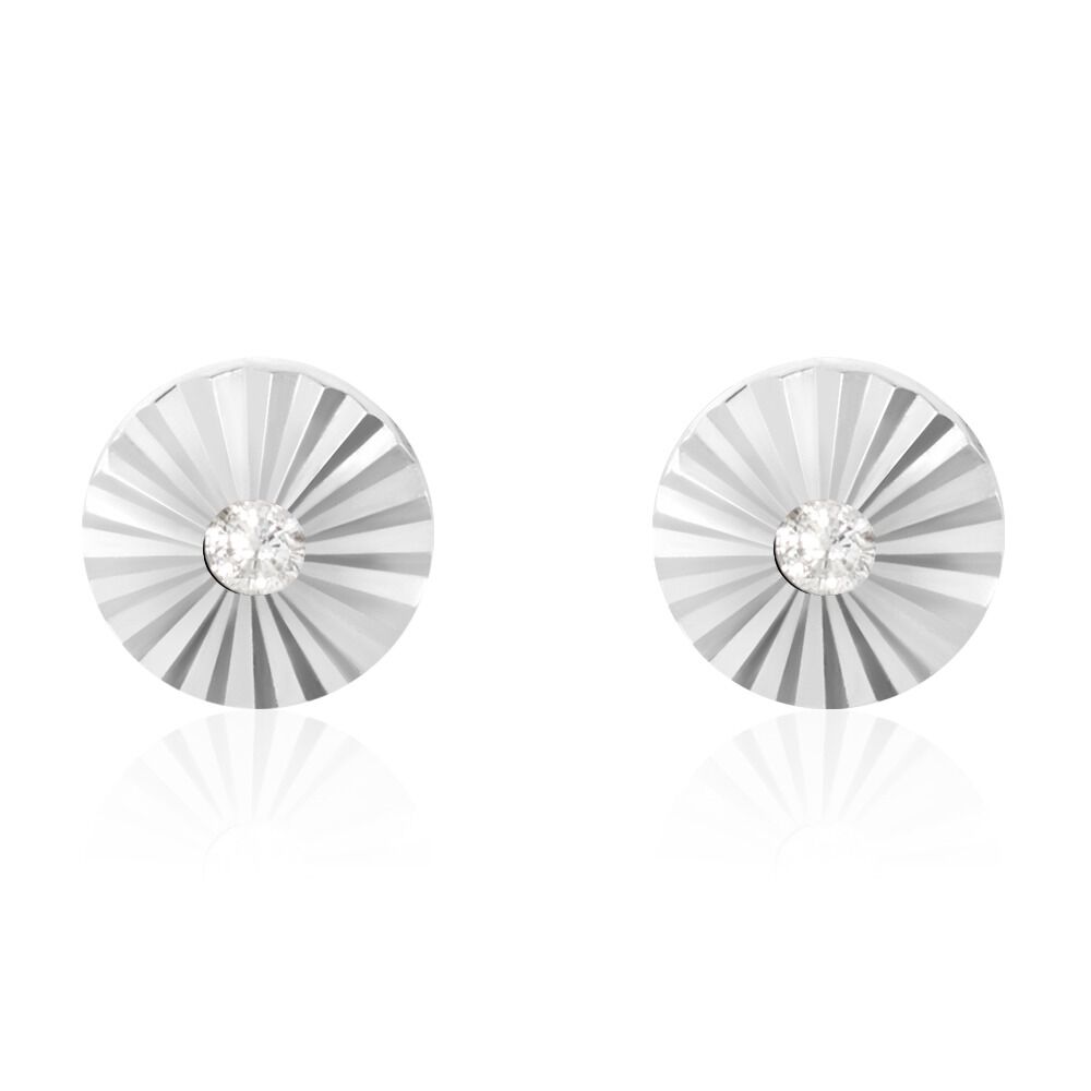 Boucles D'oreilles Puces Argent Blanc Valente Oxydes De Zirconium - Puces Femme | Marc Orian